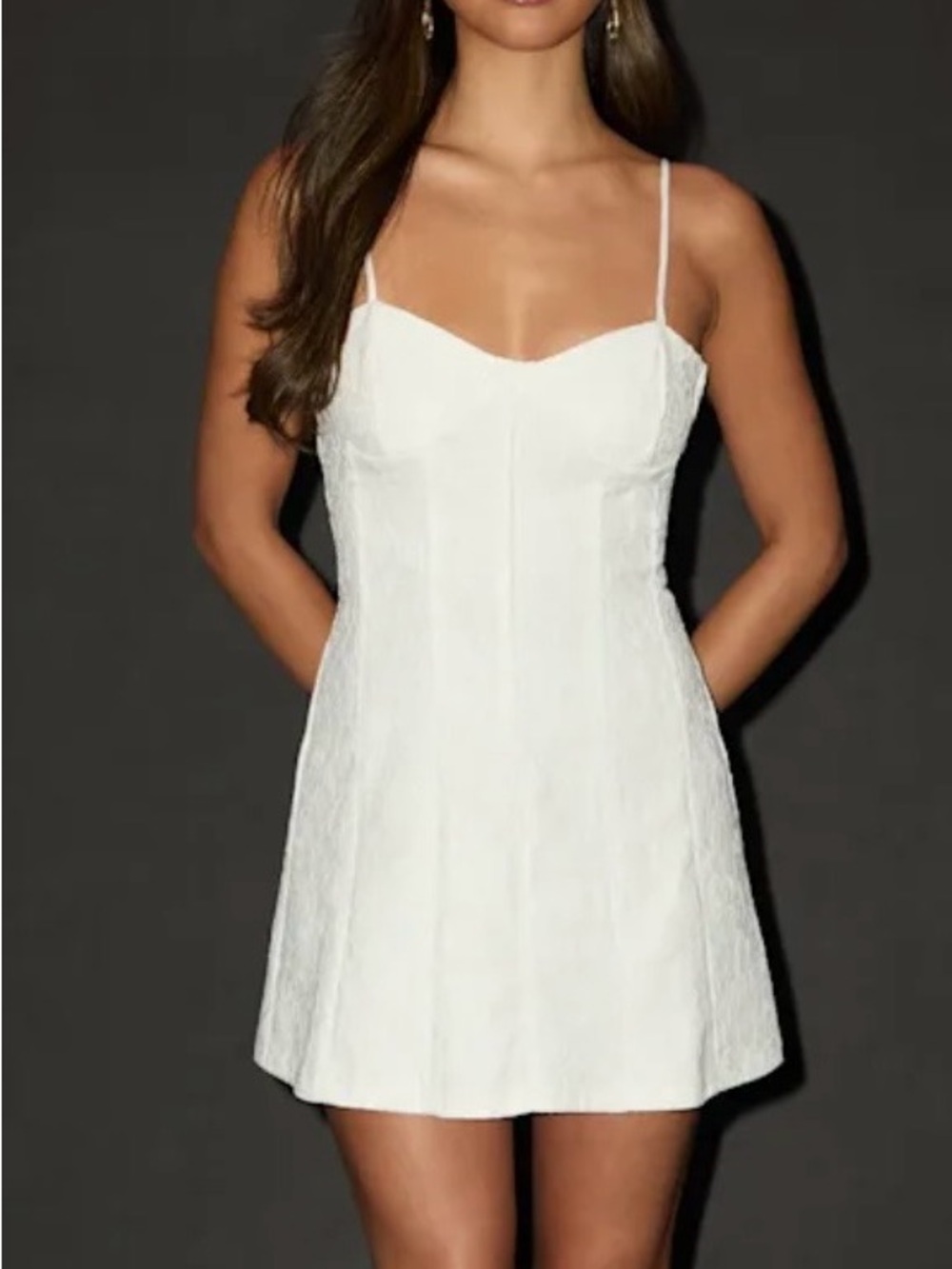 NWT Lulus Dainty Personality Ivory Lace Seamed Bustier Mini Dress XS